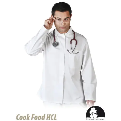 Bluza medyczna biała męska ochronna z długim rękawem, zapinana LH-HCL_JBU